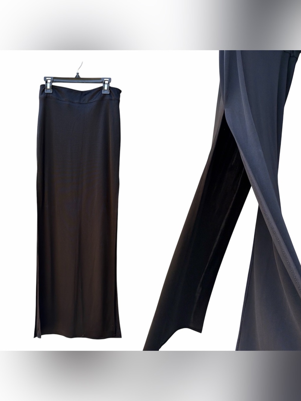VINTAGE 90s Australia Very Very! Black Long High Side Slits Skirt WM SZ US 4 AU8
